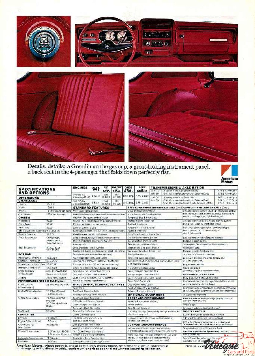 1970 AMC Gremlin vs. VW Beetle Brochure Page 3